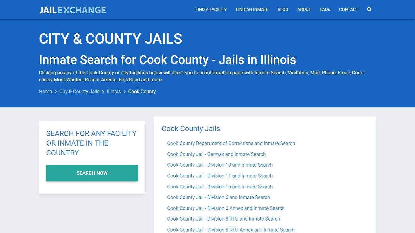 Inmate Search for Cook County | Jails in Illinois - Jail Exchange